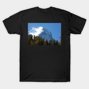 Matterhorn, autumn, trees, forest, clouds, Zermatt, Valais, Switzerland T-Shirt